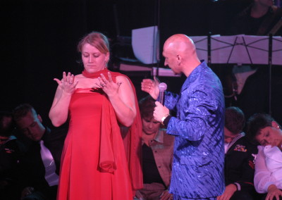 Lady in Red Dress Looking at Hands